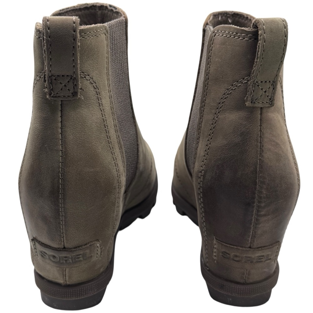 Sorel Joan Rhapsody Hidden Wedge Heel Taupe Leather Ankle Booties - Size 7 - Picture 8 of 10